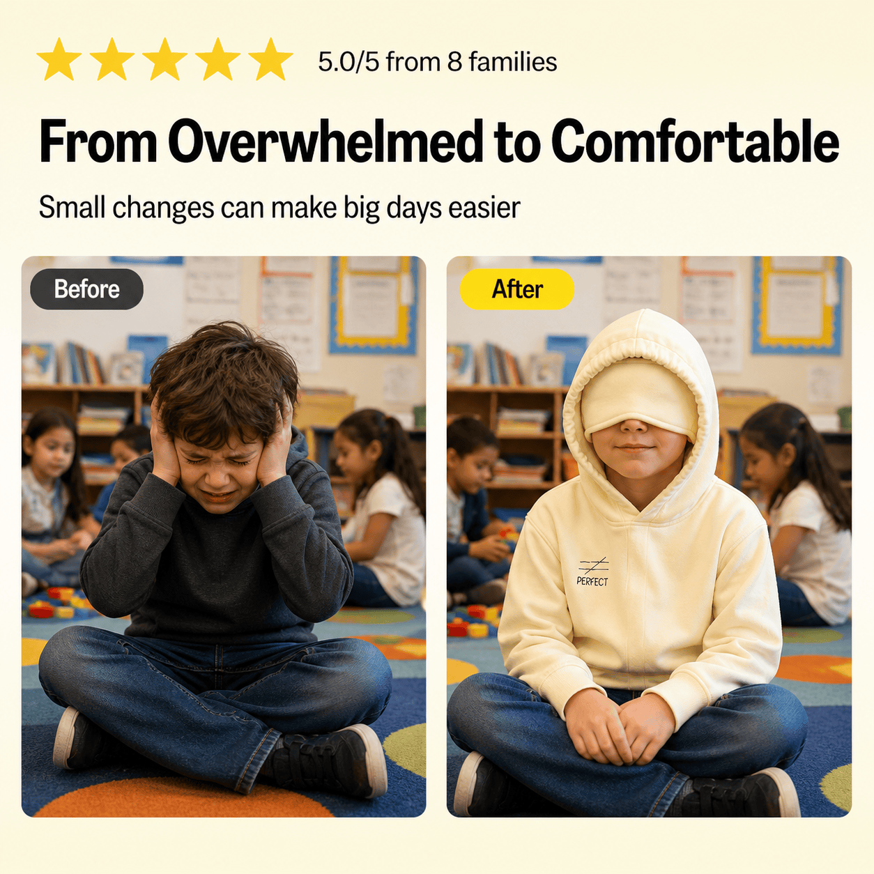 Sensory Hoodie for Autism & Sensory Needs — Soft, Tagless & Noise-Reducing