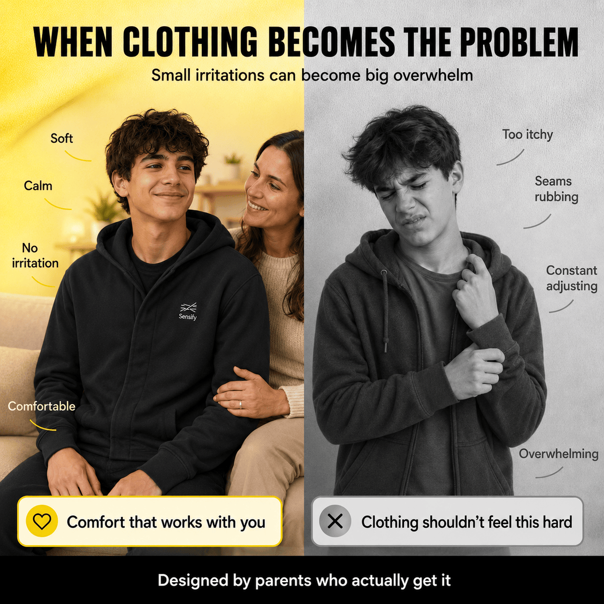 Sensory Hoodie for Autism & Sensory Needs — Soft, Tagless & Noise-Reducing
