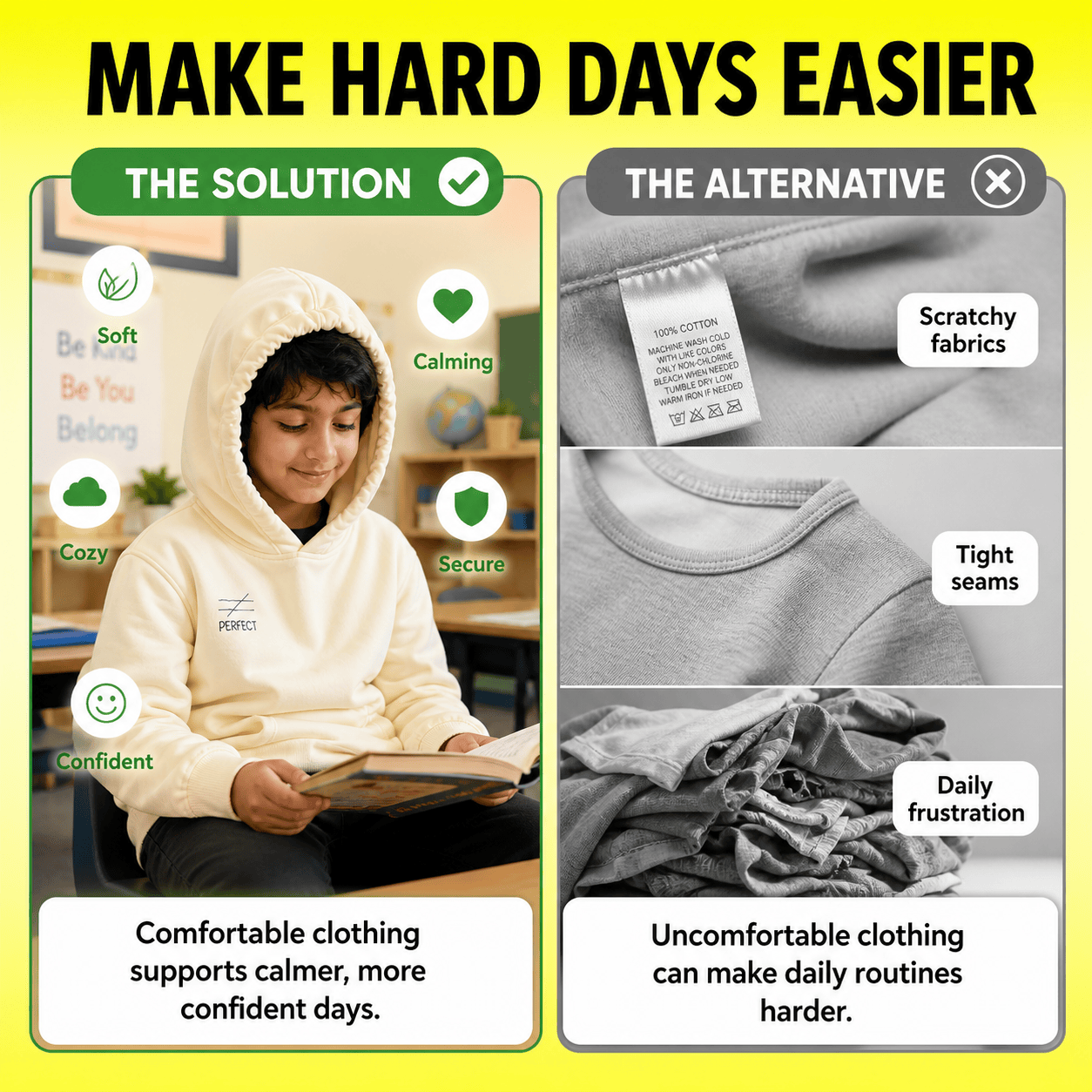 Sensory Hoodie for Autism & Sensory Needs — Soft, Tagless & Noise-Reducing